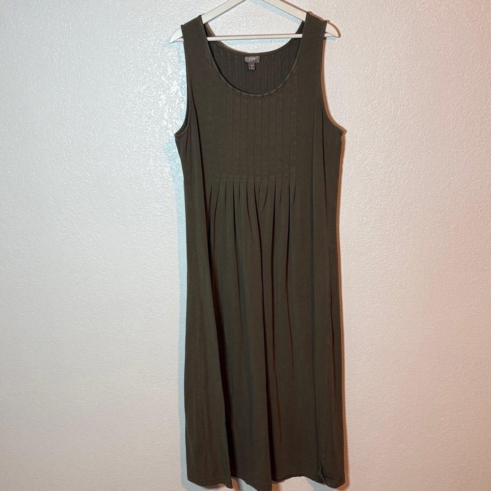 J. Jill Green Pleated Bust Maxi Dress Pima Cotton Modal Size XL